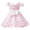 thumbnail image 2 of IBTOM CASTLE Toddler Girls Kids Polka Dots Short Sleeve Summer Bow Party Tutu Dress Clothes 4-5 Years Pink, 2 of 8