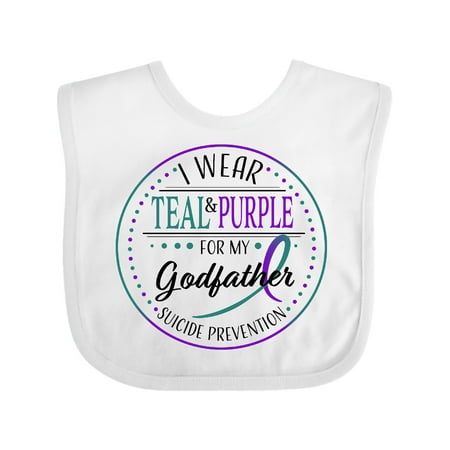 

Inktastic Suicide Prevention- I Wear Teal and Purple for My Godfather Gift Baby Boy or Baby Girl Bib