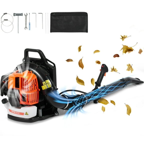 VEVOR Backpack Leaf Blower, 63CC 2-Cycle Gas Leaf Blower with 1.89L Fuel Tank, 1110CFM Air Volume 220MPH Speed, Ideal for Lawn Care, Leaf Cleaning, and Snow Removal