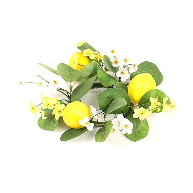 Lemons for Decoration,Lemon Leaf Table with Candlestick Home Decoration Dining Table Decoration Items Simulated Lemon Wreath,Lemon Decorations for Home