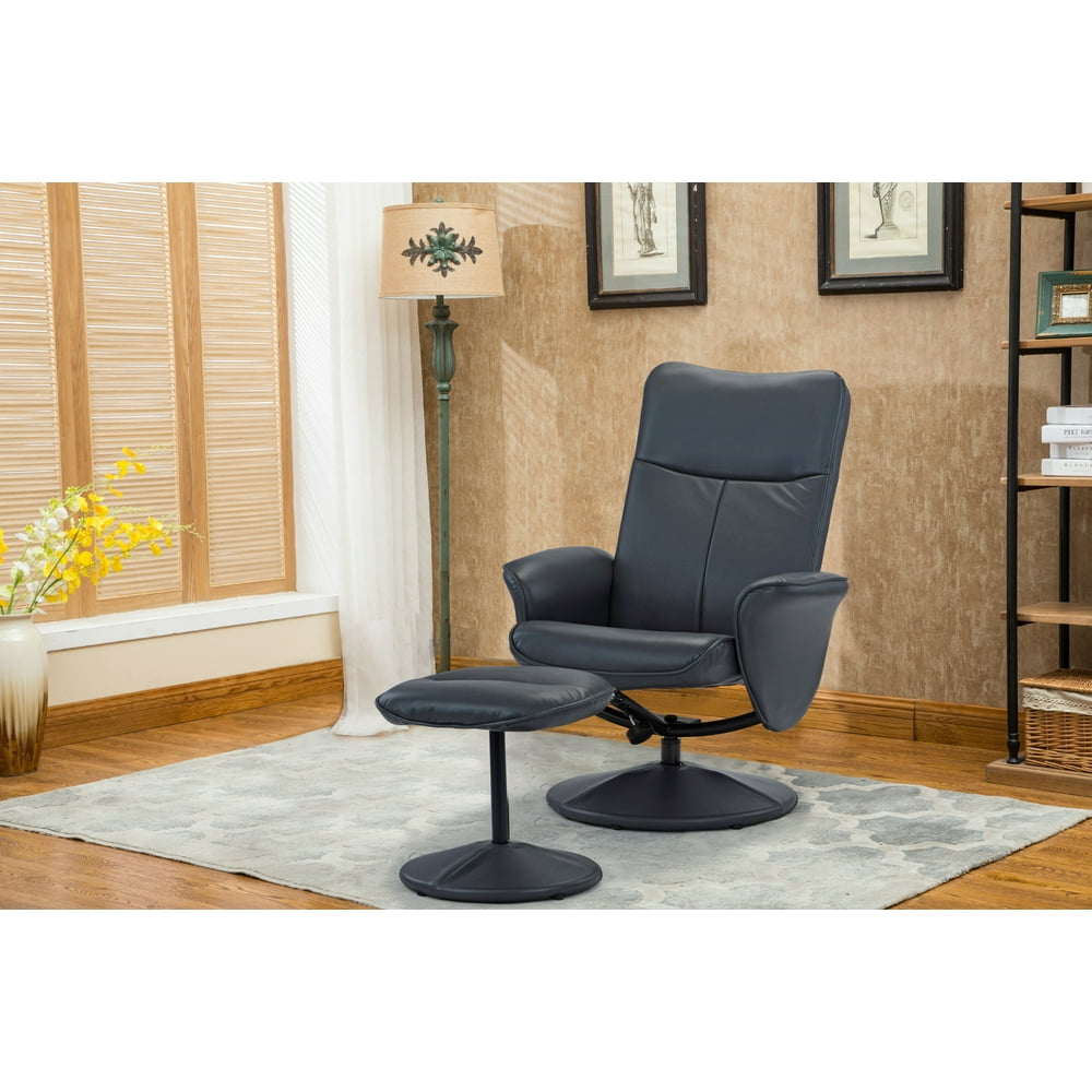 Living Room Faux Leather Recliner Chair with Footstool , Reclining