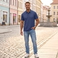 thumbnail image 4 of Men's Polo Shirt Short Sleeve Collared Button Placket Classic Fit Lightweight Casual Golf Polo Shirt, 4 of 7