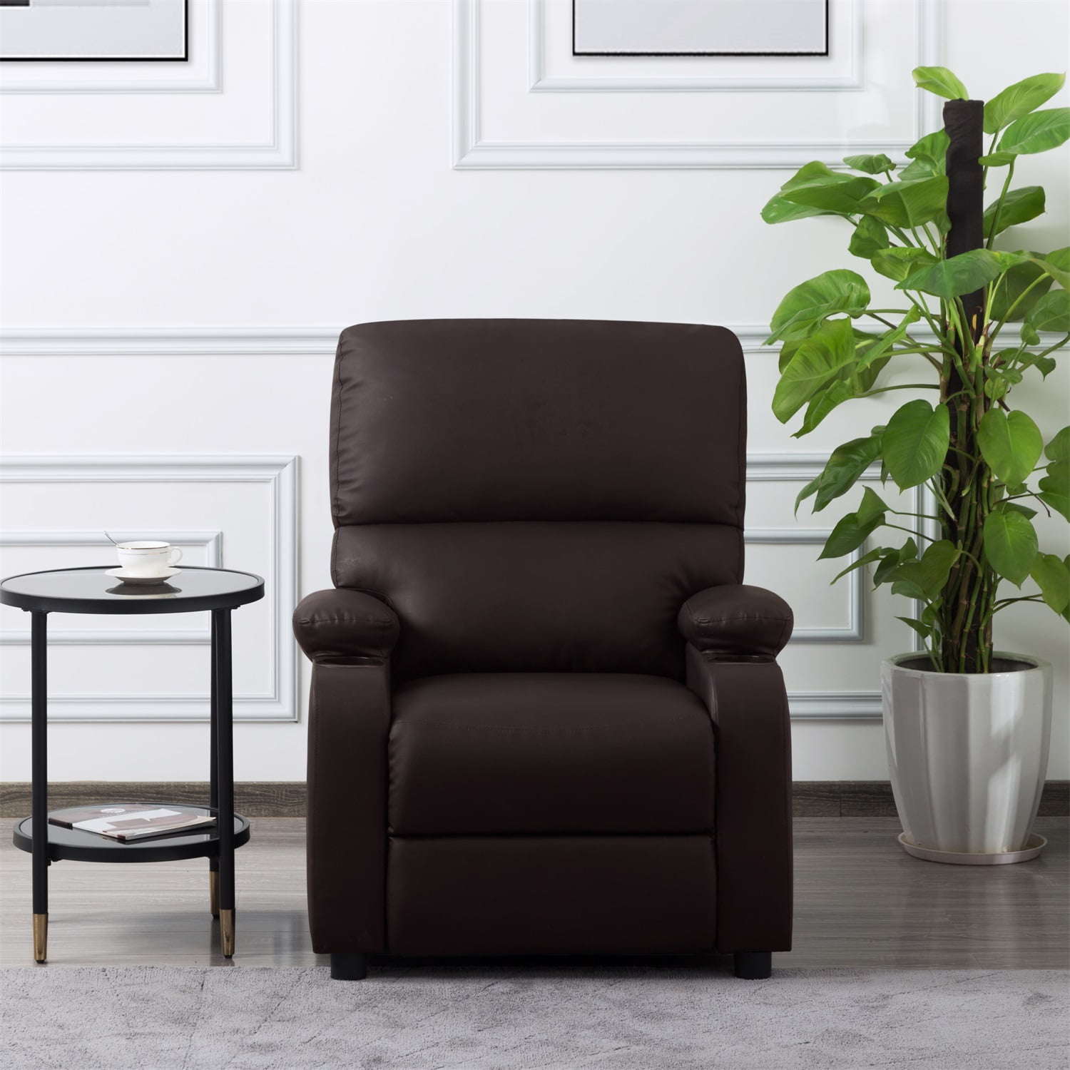 Kadyn 31.5" Faux leather reclining chair, Pu Upholstered reclining chair, Pushback Recliner Chair for Bedroom, Brown Kadyn 31.5" Faux leather reclining chair, Pu Upholstered reclining chair, Pushback Recliner Chair for Bedroom, Brown