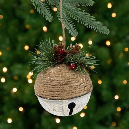 Northlight 5 Acorn Jingle Bell with Holly Berry and Pine Cones Christmas Ornament