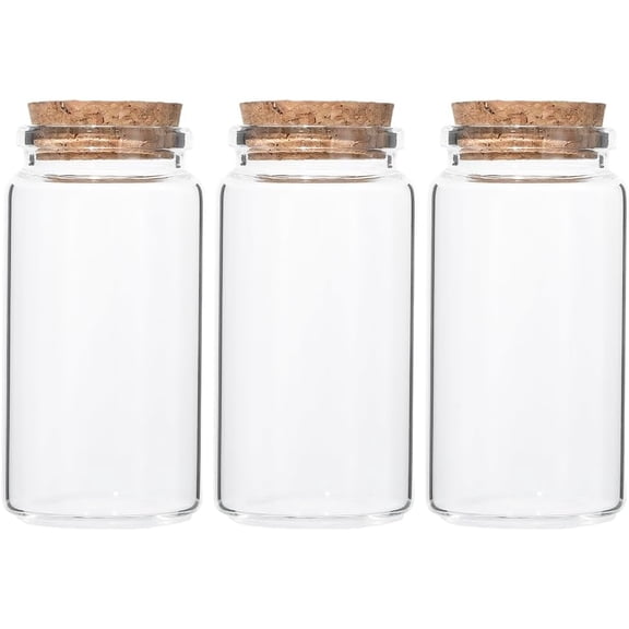 1 Box 3 Pack 120ml Glass Bottles with Cork Stoppers Clear Glass Favor Jars Small Decorative Vials Storage Containers