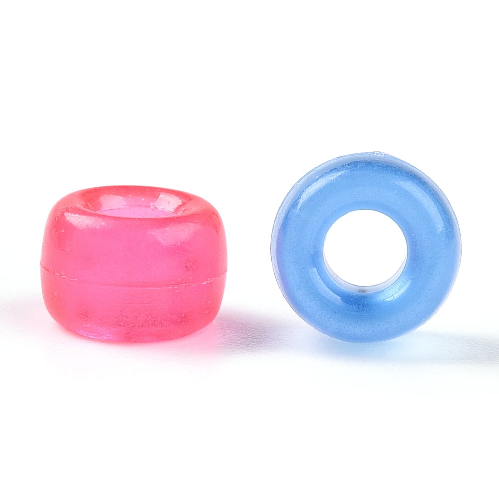 500gs Transparent Luminous Acrylic Beads Crow Beads Pony Beads Glow in the Dark Rondelle Mixed color 9x6mm Hole: 3.8mm Multi-color