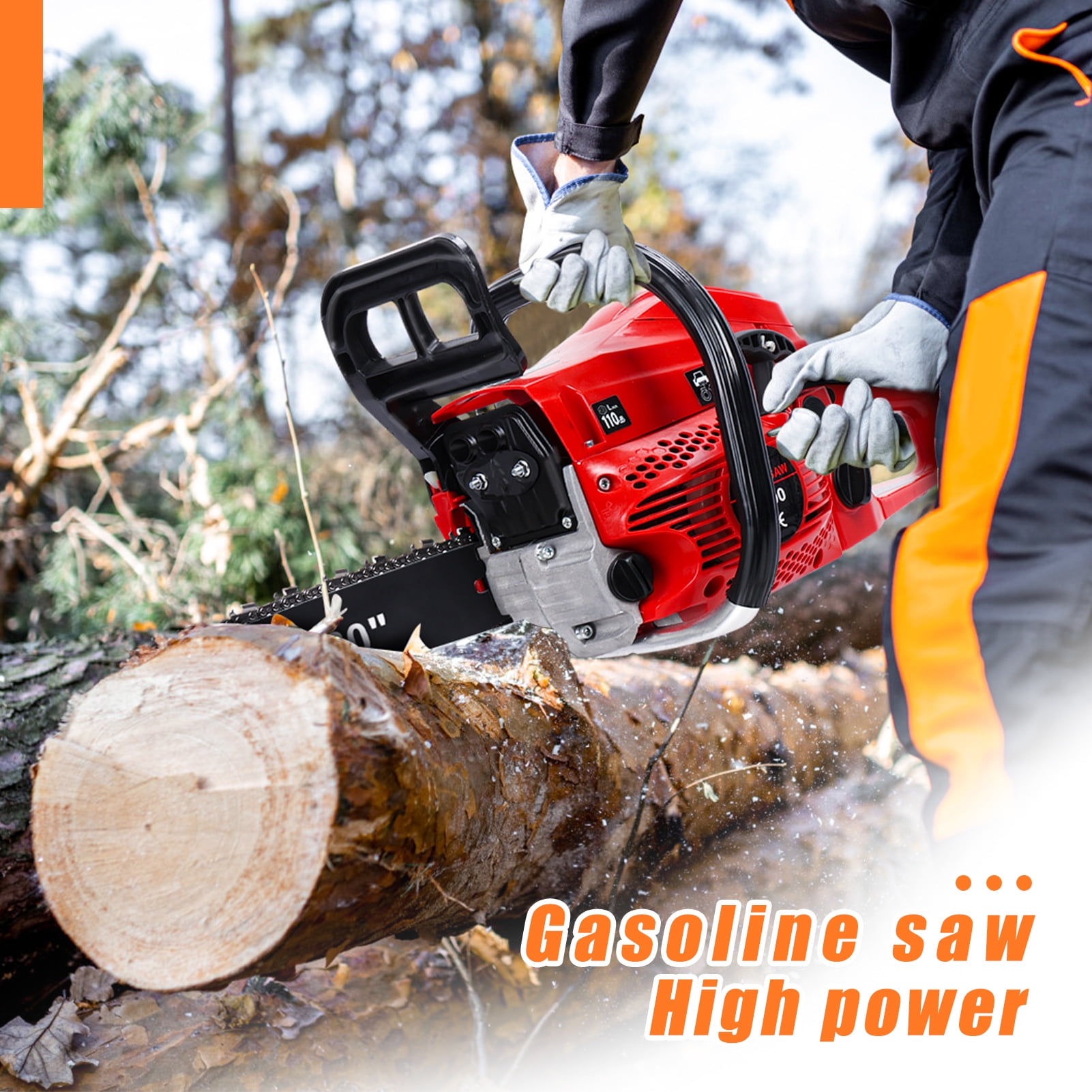 Wharick 58CC Gas Power Chainsaw, 20-Inch 2-Cycle Gas Chainsaw Heavy-Duty Handheld Cordless Chainsaw for Wood Cutting and Tree Trimming