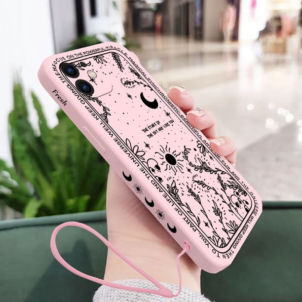Funda de teléfono Fresh Moon Star para iPhone 14 13 12 11 Plus Pro Max Mini X XR XS SE2020 8 7 6 6S Plus, con correa Fivean unisex