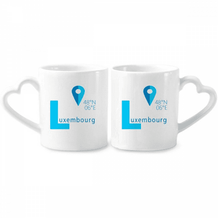 

Luxembourg Geography Coordinates Trave Couple Porcelain Mug Set Cerac Lover Cup Heart Handle