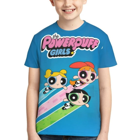Boys Girls Powerpuff Girls T-Shirts 3d Printed Novelty Short Sleeve Shirts Kids Youth Game Cartoon Tee Shirts Summer Tops
