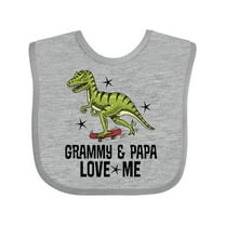 Inktastic Grammy and Papa Love Me Dinosaur Grandson Boys Baby Bib