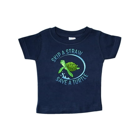 

Inktastic Skip a Straw Save a Turtle with Cute Green Sea Turtle Gift Baby Boy or Baby Girl T-Shirt