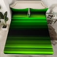 thumbnail image 2 of jejeloiu Geometric Lines Pattern Queen Sheet Sets,Waves Stripe Flat Sheet,Green Black Striped Queen Fitted Sheet For Teens,Microfiber Bedroom Decor,4 Pieces, 2 of 7