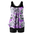 thumbnail image 3 of successthop Tankini Swimsuits for Women Purple 2 Piece Bathing Suits Boyfriend Shorts Tank Floral Swimwear Beachwear S, 3 of 4