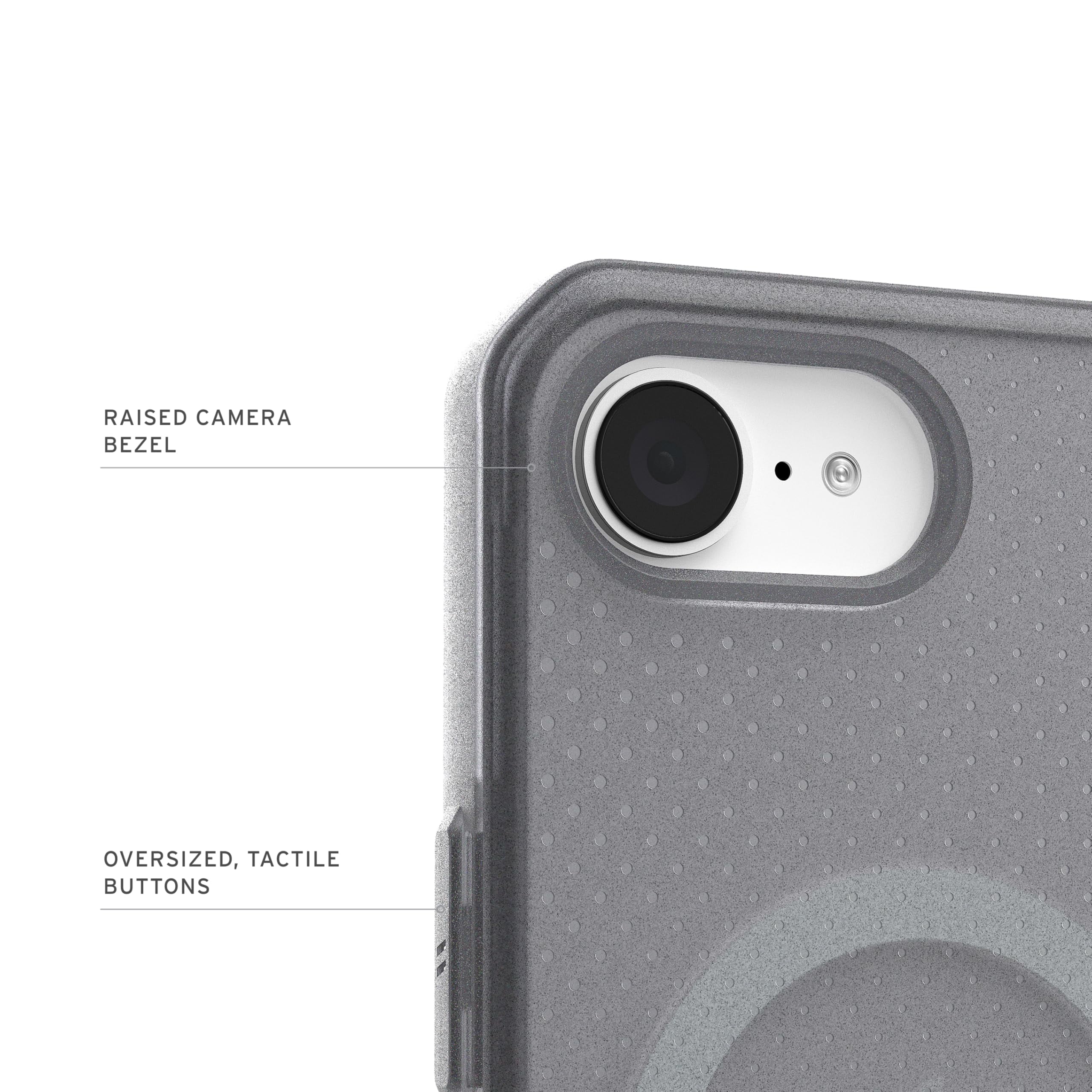UAG iPhone 17e / iPhone 16e Case Dot - Compatible with MagSafe Rugged Lightweight Textured Clear Military Grade Drop Proof Protective Cover, Ash