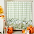thumbnail image 4 of Shower Curtain 36"W x 72"L Fall Thanksgiving Green Pumpkins Hydrangea Green Plaid Fabric Shower Curtains Set with Hooks Water Repellent Bathroom Curtains Machine Washable Bathroom Accessories, 4 of 6