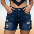 thumbnail image 4 of Clossjun Jean Shorts Women Trendy High Waisted Stretchy Ripped Denim Summer Frayed Raw Hem Mom Long Shorts Cutoff Jorts, 4 of 4
