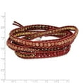 thumbnail image 2 of Crystal Red Quartz/ Red Sand Stone And Leather Multi-colored Multi-wrap Bracelet 7mm Wide Wrap Bracelet for Women, 2 of 2