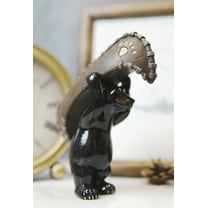 Western Rustic Black Bear Portaging A Canoe Figurine River Cruising Bears Accent