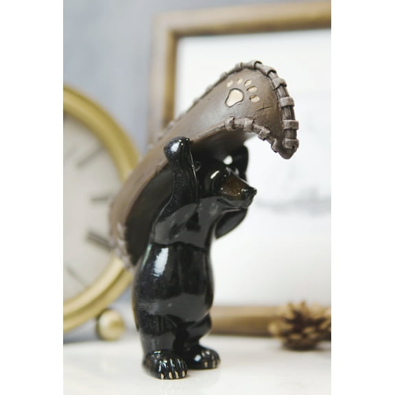 Western Rustic Black Bear Portaging A Canoe Figurine River Cruising Bears Accent