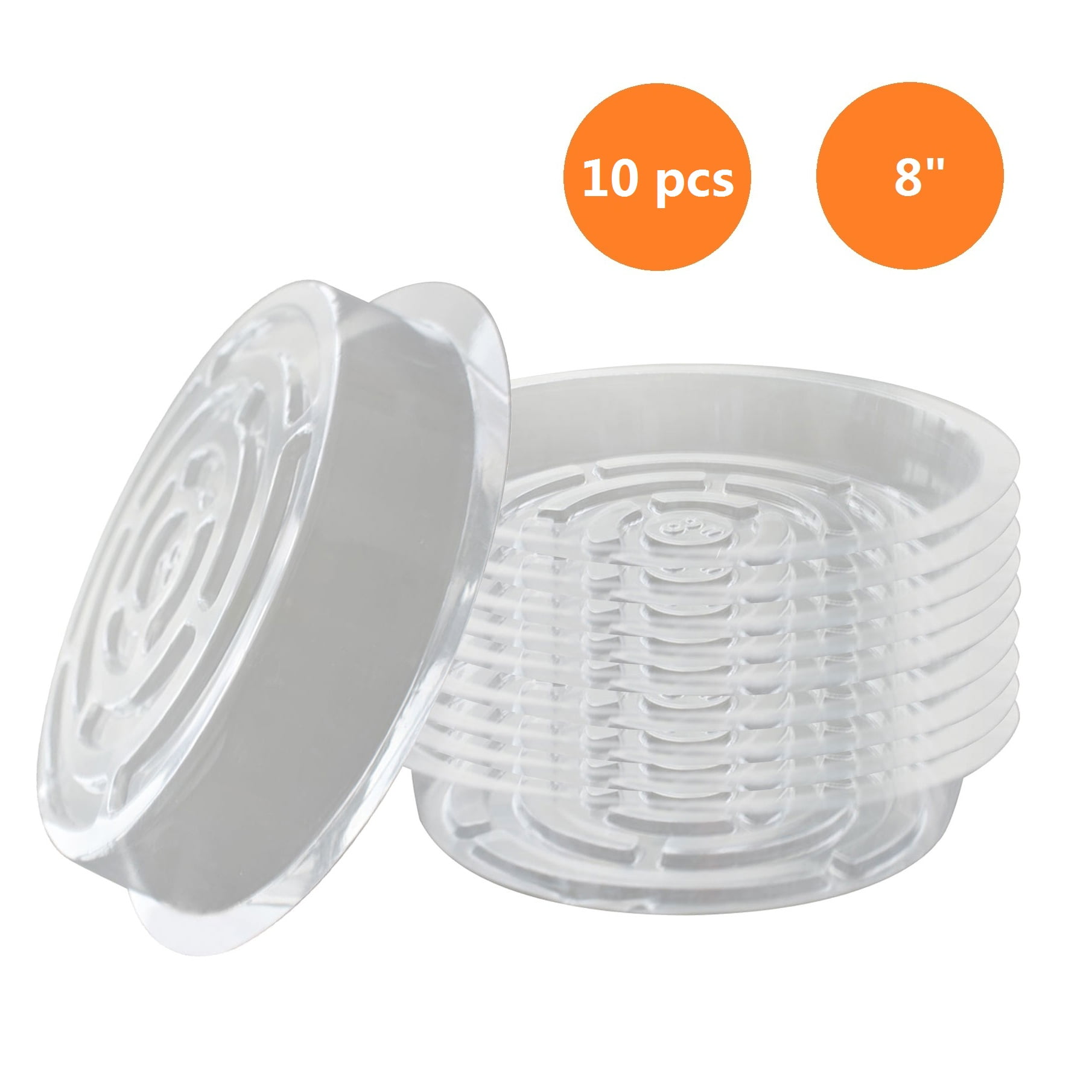 10Pcs 8" Transparent Plastic Plant Pot Drip Trays Pallets
