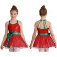 thumbnail image 3 of Vestido de baile de elfo de Navidad para niñas, leotardo de Ballet, traje de patinaje, espalda con tiras, lentejuelas brillantes, vestido de tutú de Ballet con lazo, 3 of 5