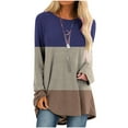 thumbnail image 1 of IROINID Deals Ladies Long Sleeve T Shirts Lounge Socket Geometry Printed Round-Neck Tops,Dark Blue, 1 of 5