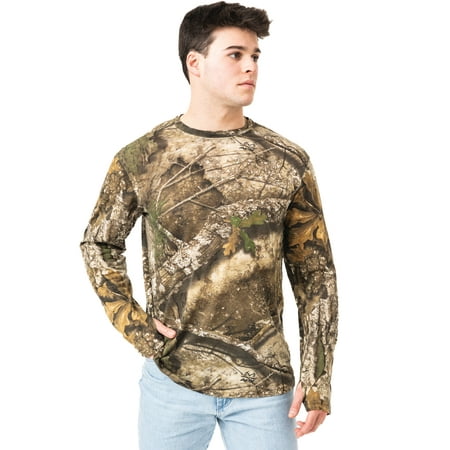 Realtree Men's Bamboo Long Sleeve Crewneck Shirt APX Camo Moisture-Wicking Soft Stretch Fabric Outdoor Performance All-Season Comfort | Size XL