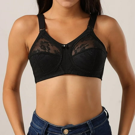 Pavied Minimizer Bras Feelingirl Bra Wireless Bras European And American Ultra Thin Full Cup Bra Classic Sponge Lace Transparent Underwear Seamless Bras Womens Bras Black 80CD