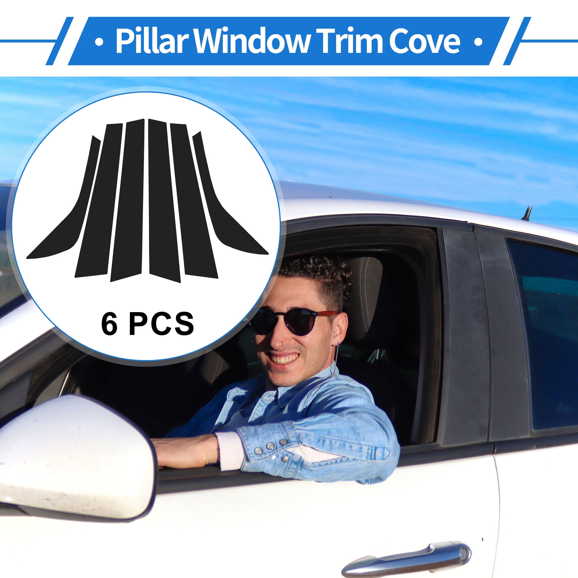 Unique Bargains 6 Pcs Door Pillar Window Trim for Land Rover Discovery Sport 2015-2019