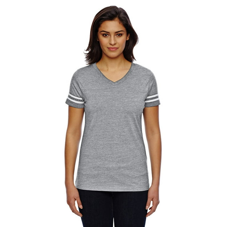 LAT 3537 - Women's Football V-Neck Fine Jersey Tee