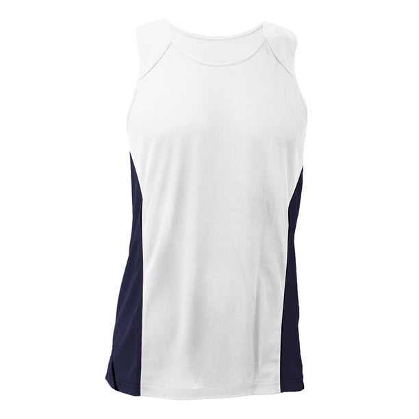Gamegear® Cooltex - Camiseta transpirable sin mangas para hombre (Blanco/Azul Marino)