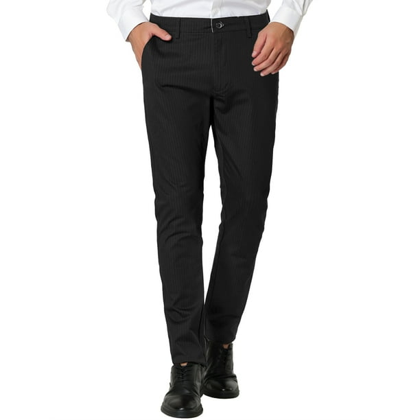 Lars Amadeus Pantalones de vestir a rayas para hombre corte recto frente plano formal de negocios para baile de graduacion Negro XL Lars Amadeus Pantalones Walmart en linea