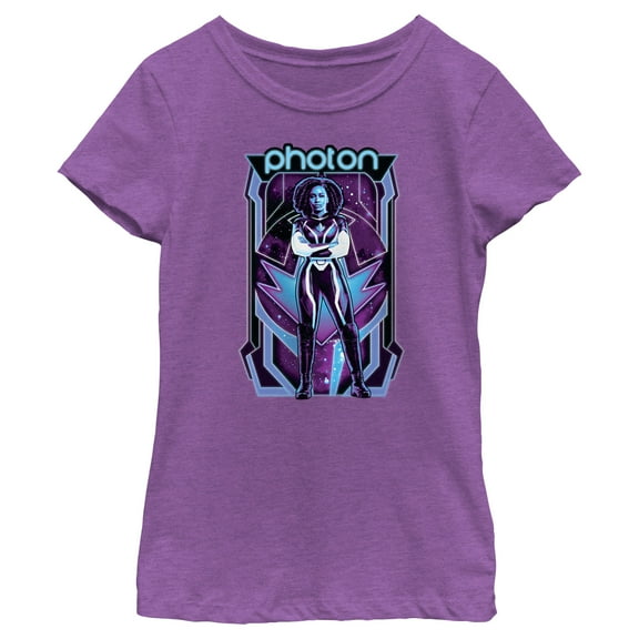 Girl's The Marvels Photon Portrait Graphic Tee Purple Berry Small