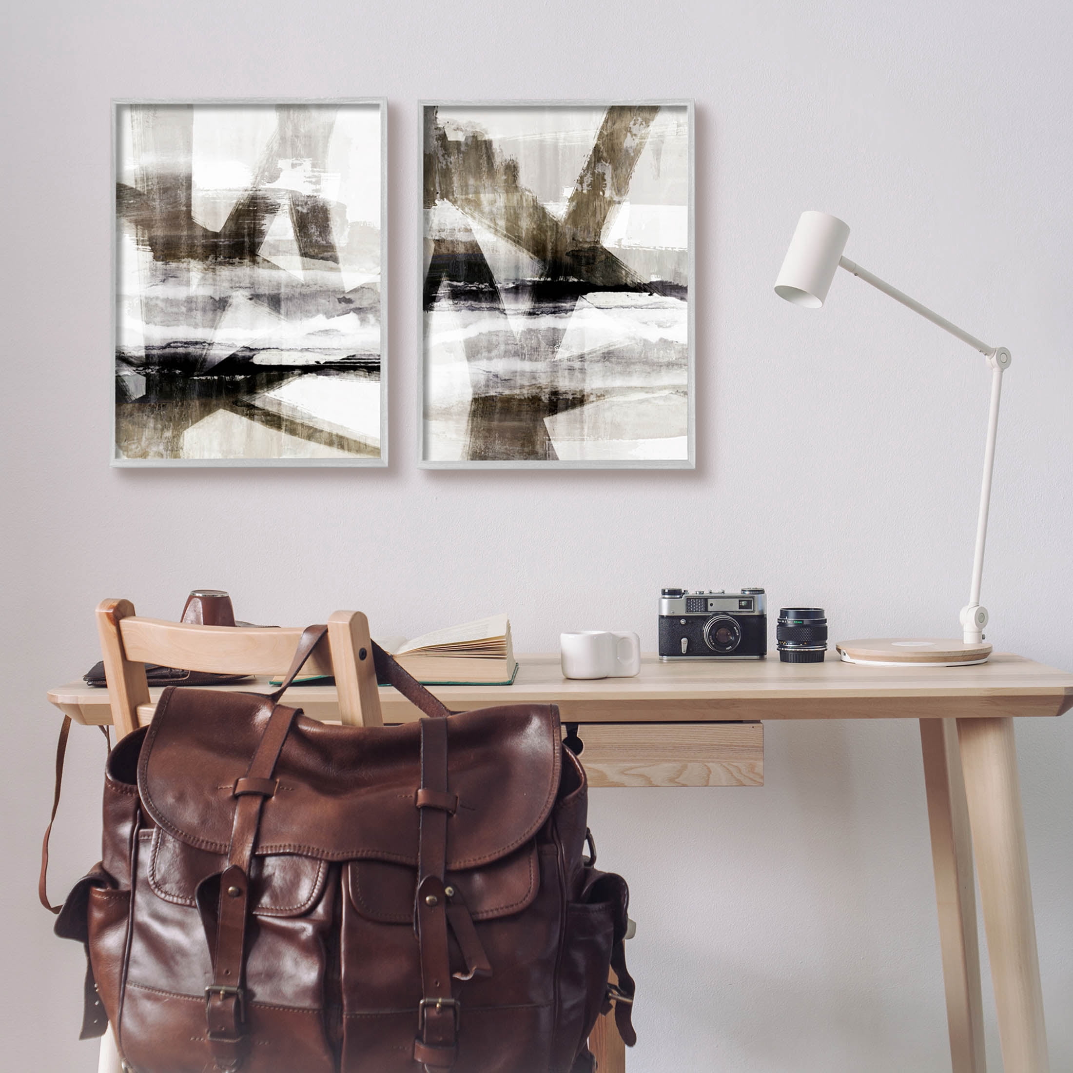 Stupell Industries Abstract Composition Urban Complex Graphic Art Gray Framed Art Print Wall Art, Set of 2, Design by Nina Blue