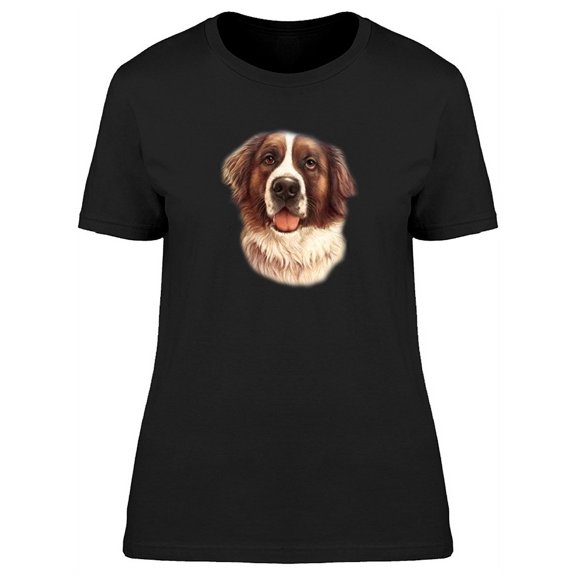 Cute Watercolor St Bernard Dog T-Shirt Women -Image by Shutterstock, Female x-Large