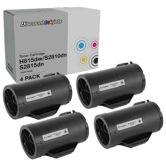 DI Toner Cartridge Replacement for Dell 593-BBMF 47GMH HY (Black, 4-pack) Compatible with Dell Laser Printers: H815dw, S2810dn, S2815dn