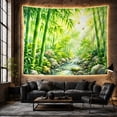 thumbnail image 6 of Bamboo Forest Landscape with Stream and Flowers, Serene Japanese Inspired Scene for Nature Lovers, Botanical Art Print, Housewarming Gift Tapestry Wall Hanging for Bedroom and Living Room, 6 of 7