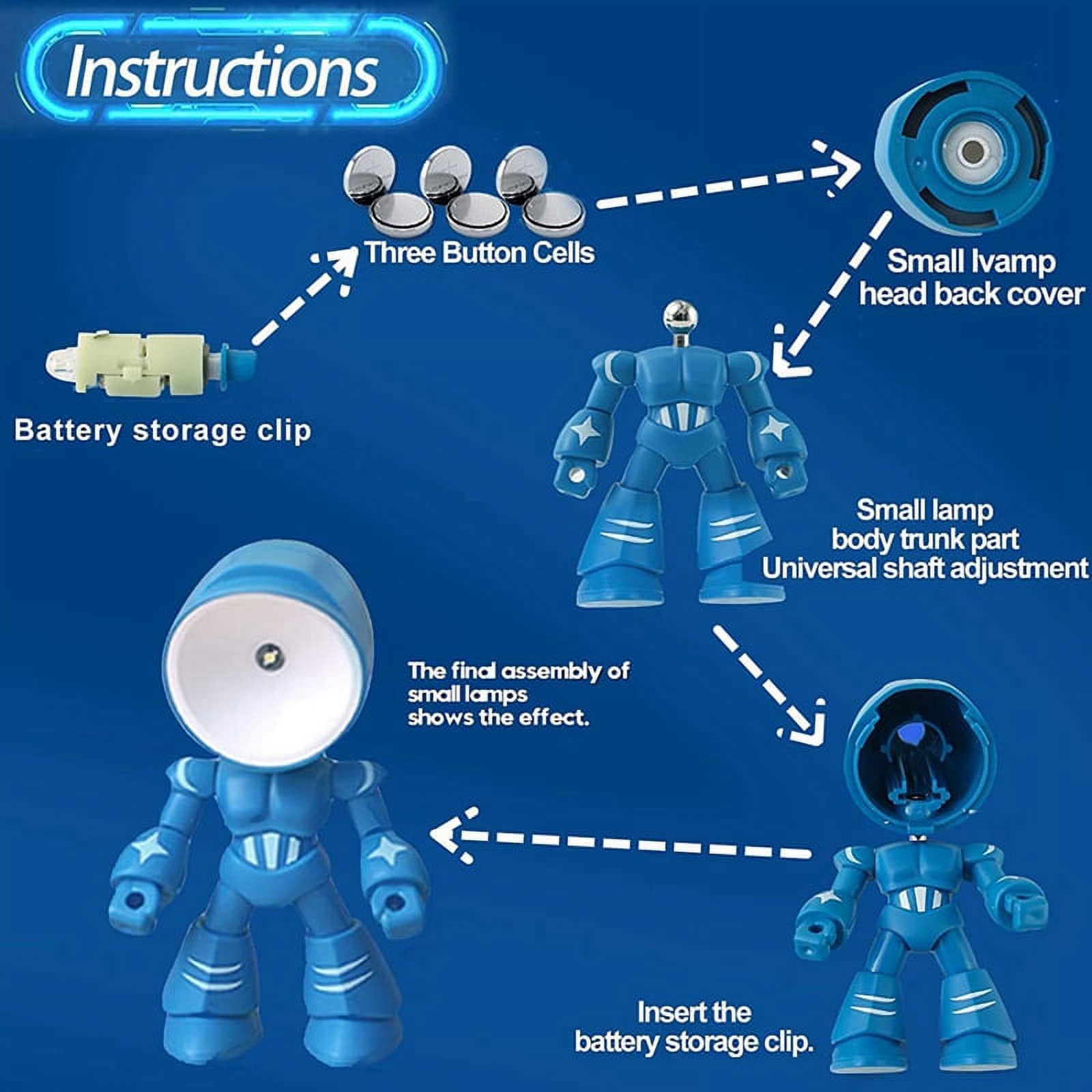 6Pcs Night Light for Kids Mini Robot LED Night Hero Desk Lamp for Boy Bedroom Home Decorations