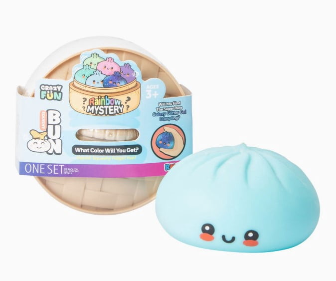 Crazy Fun Rainbow Mystery Squishy Bun Dumpling Squeeze Toy, Slow Rising Stress Relief Sensory Toy, 1 Random Color