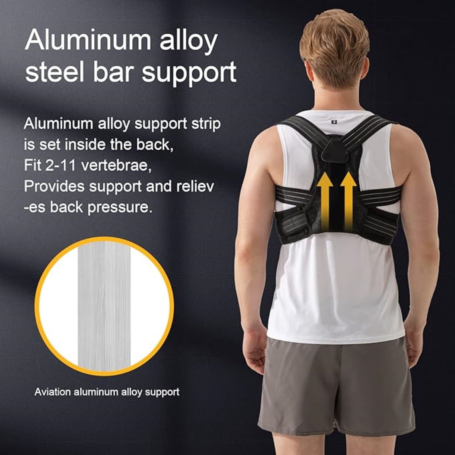 Portzon Back Brace Posture Corrector, Adjustable Upper Back Support, Breathable Shoulder & Neck Pain Relief, Lightweight Spine Alignment Trainer, Extra-Large