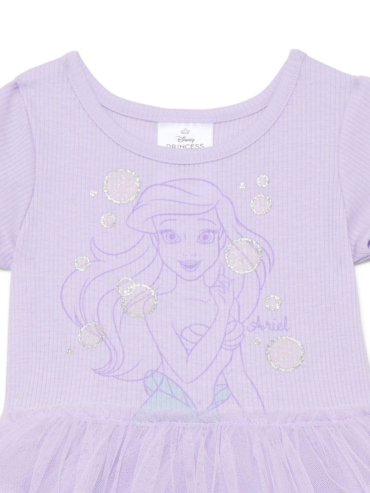 The Little Mermaid Ariel Toddler Girls Graphic Tutu Dress with Short Sleeves, Sizes 12M-5T