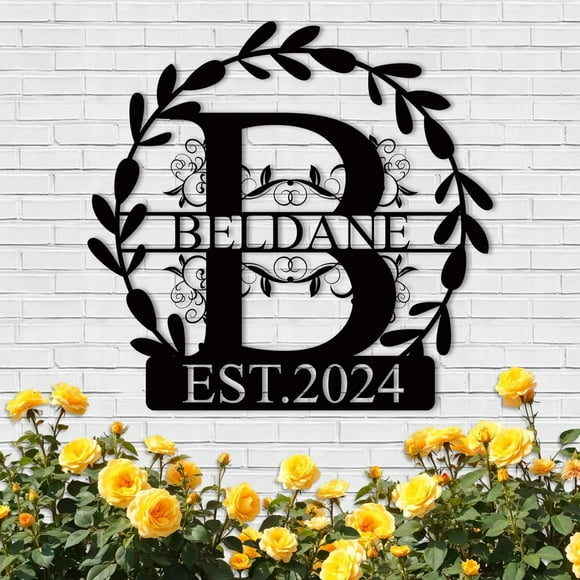 Custom Metal Signs | Personalized Family Name Sign | Wedding Gifts for Couples 2024 | Split Letter Monogram | Wall Decor | Metal Wall Art Last Name Sign | Outdoor Metal Sign