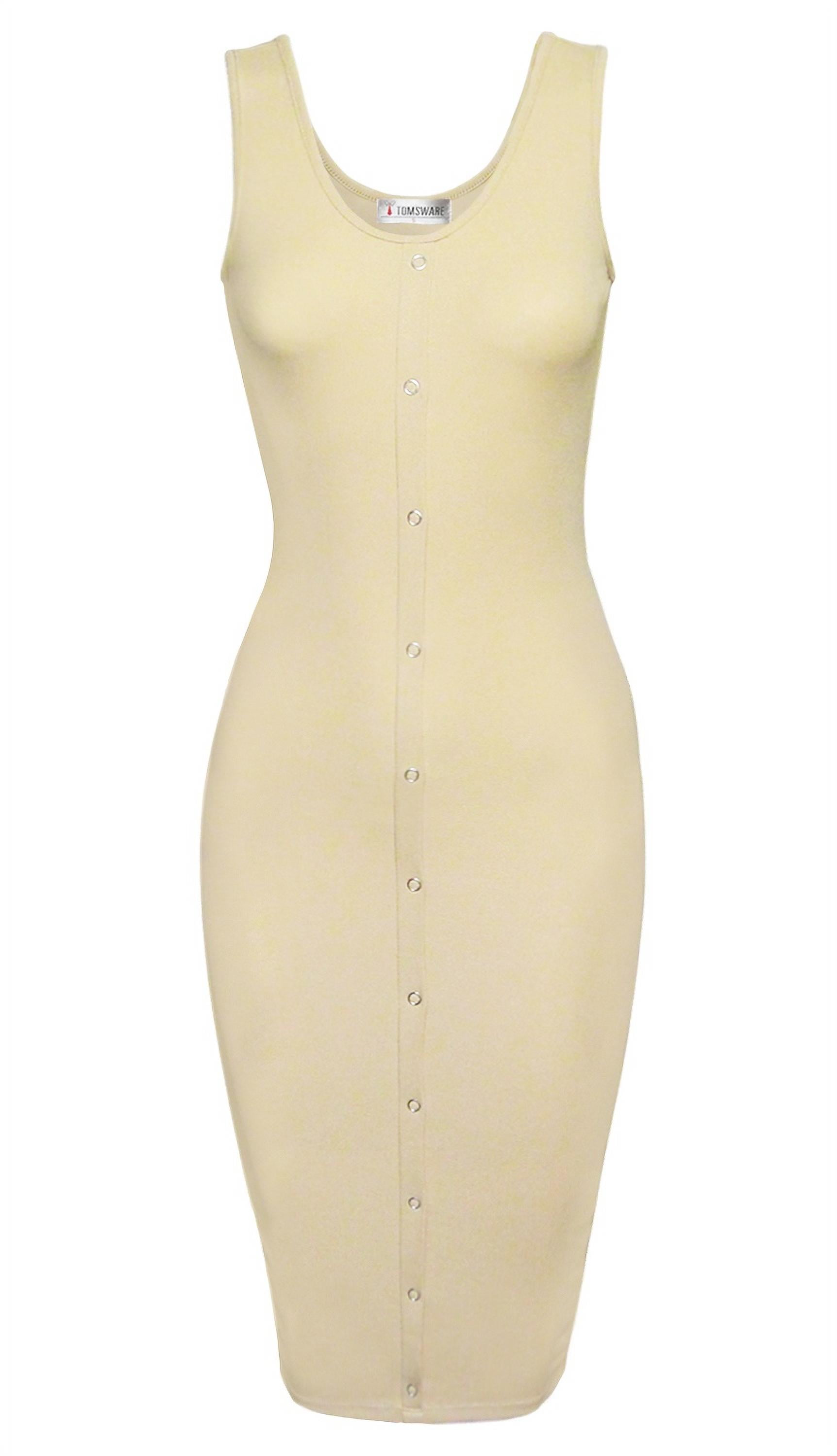 TAM WARE Women Classy Snap Buttons Sleeveless Bodycon Dress - Walmart.com