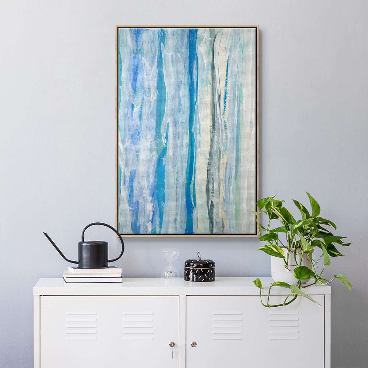 Swimming Ashore Framed Premium Gallery Wrapped Canvas - Ready to Hang - 17 x 25 - Natural Wood Floating Frame