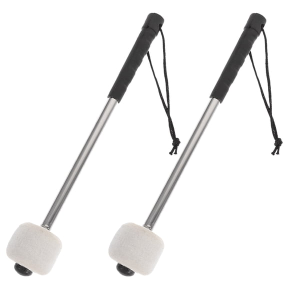 DEEPCRAFF 2Pcs Felt Head Bass Drum Mallets with Stainless Steel Handle for Percussion Instruments