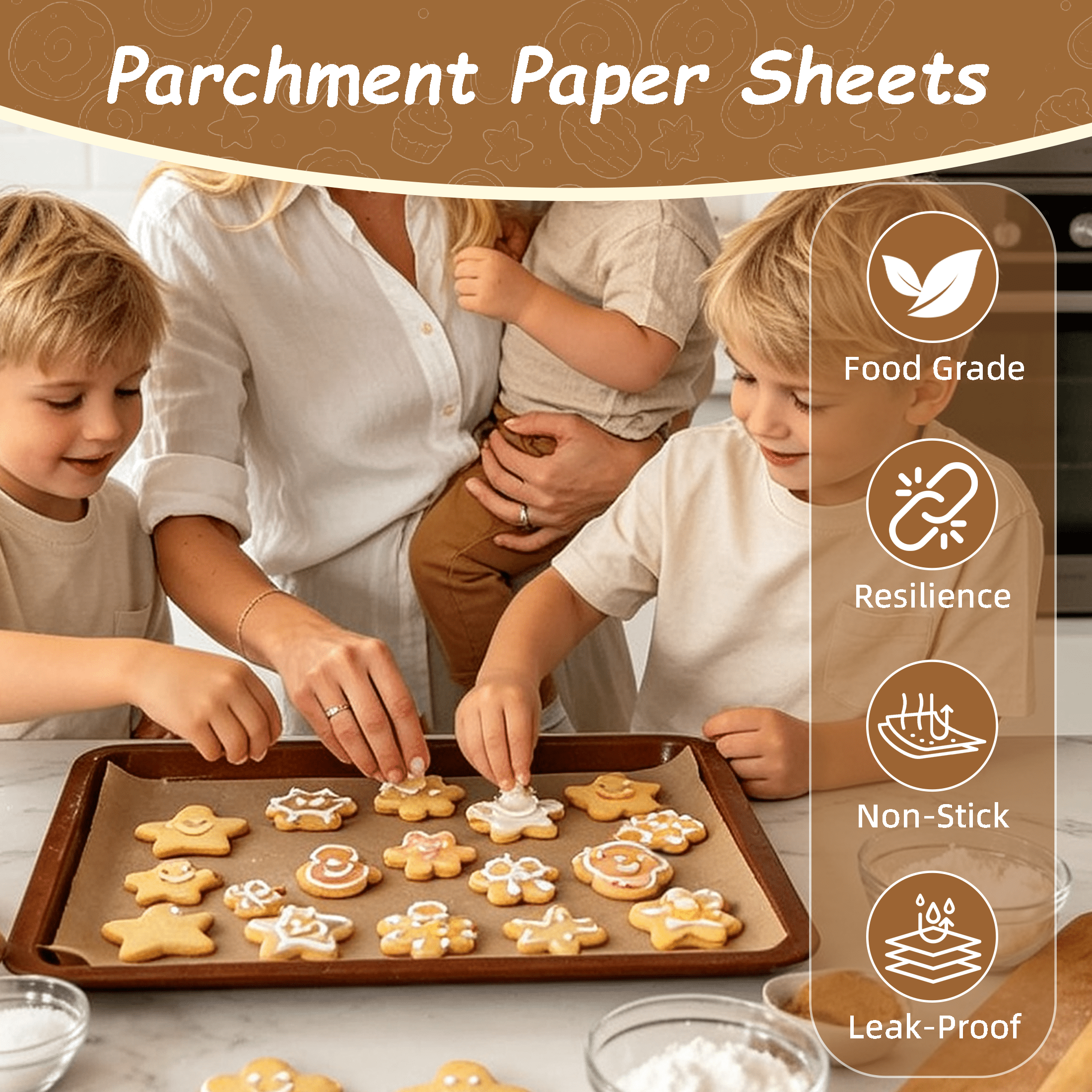 200‑Sheet Parchment Paper Sheets for Baking, 8"x12" Pre‑Cut Non‑Stick Baking Liners, Oil‑Proof Cooking Parchment Paper, Non‑Stick Cooking Sheets for Oven Roasting & Air Fryer