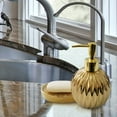 thumbnail image 3 of Ceramics Gold Soap Dispenser for Bathroom, Round Soap Dispenser with Delicate Embossed Rhombus Design (Black), 3 of 14
