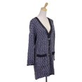 thumbnail image 3 of Very J Button Up Knitted Long Sleeved Oversized Cardigan With Faux Leather Trim, 3 of 4