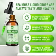 (2 Pack)Organic Sea Moss Liquid Drops 10000mg - 5X Stronger than Gummy & Capsules - Joint, Digestion, Thyroid Immunity Essential Support - 60ml